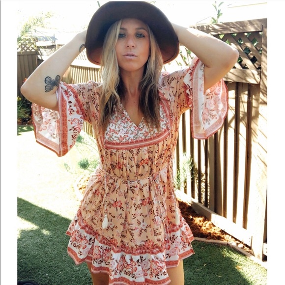 Juliet Boho Gypsy Floral Print Dress Pink - Picture 2 of 8